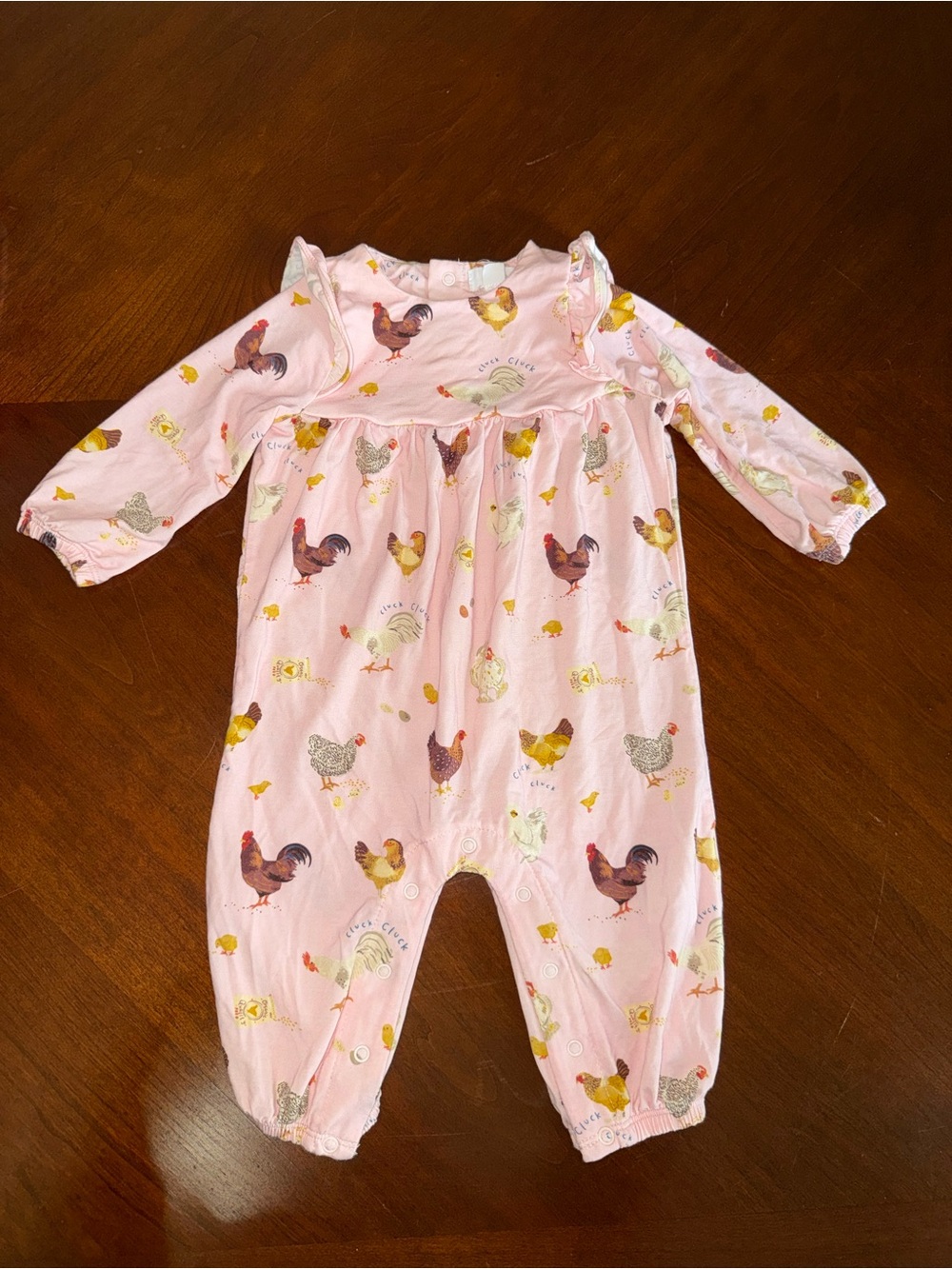 Angel Dear Pink Chickens & Roosters One-Piece Bodysuit